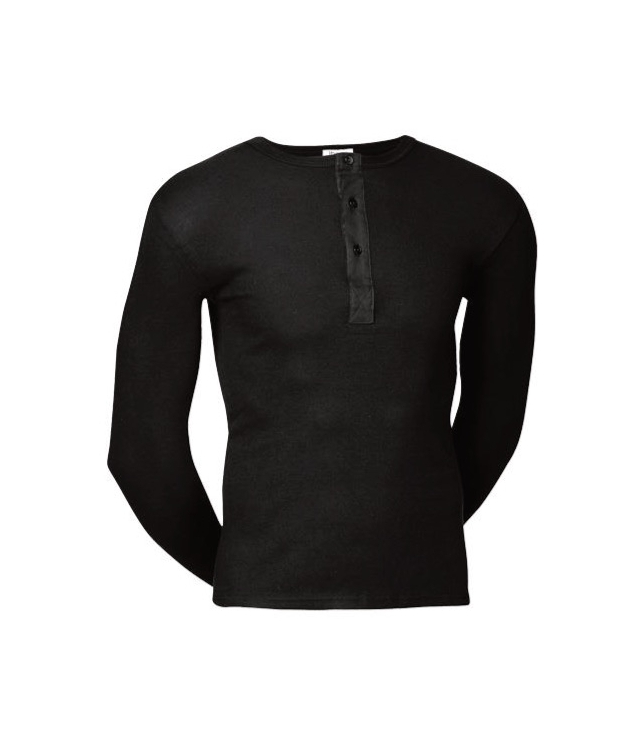 JBS sort langærmet T-shirt med knapper i bomuld til herre billede 11