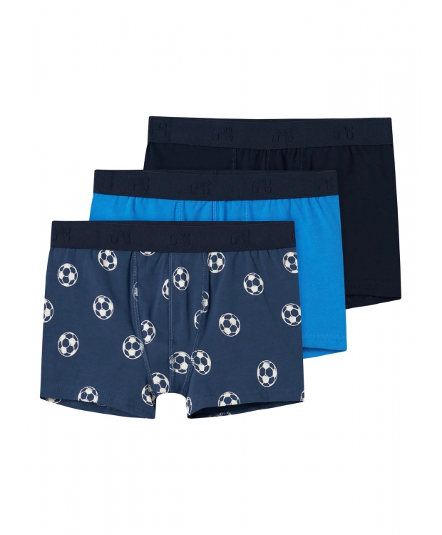 Name it 3-pak boxershorts/underbukser i blå med fodbolde til drenge billede 1