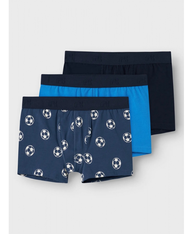 Name it 3-pak boxershorts/underbukser i blå med fodbolde til drenge billede 3