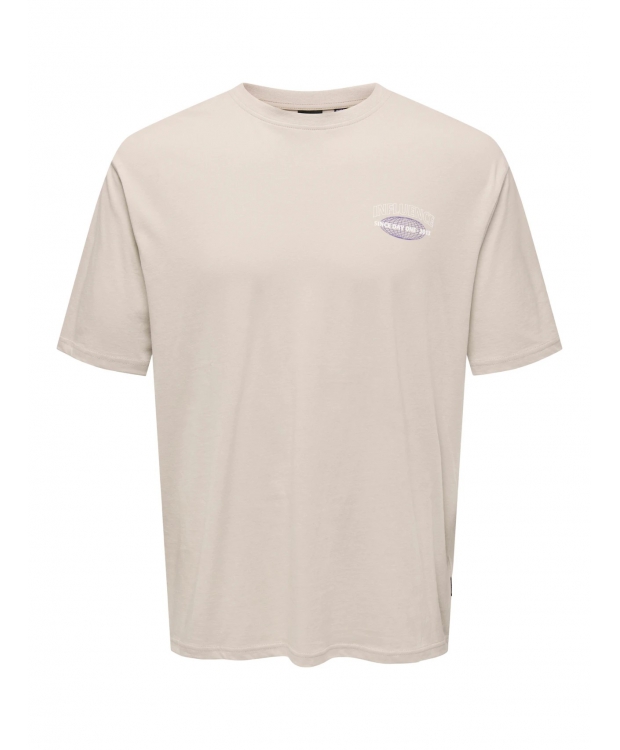 ONLY & SONS T-Shirt i Silver Lining med print til herre billede 1