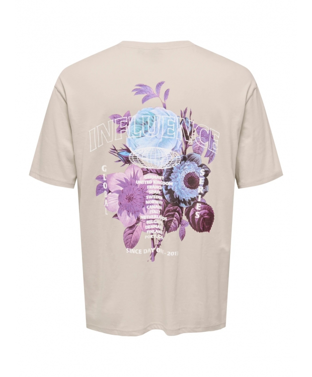 ONLY & SONS T-Shirt i Silver Lining med print til herre billede 2