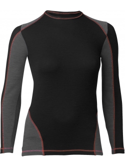 ProActive langærmet uld-T-shirt til kvinder – sort basislag – Outlet