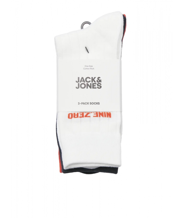 Jack & Jones 3pak multifarvet sokker i sort, hvid og rød til herre billede 2