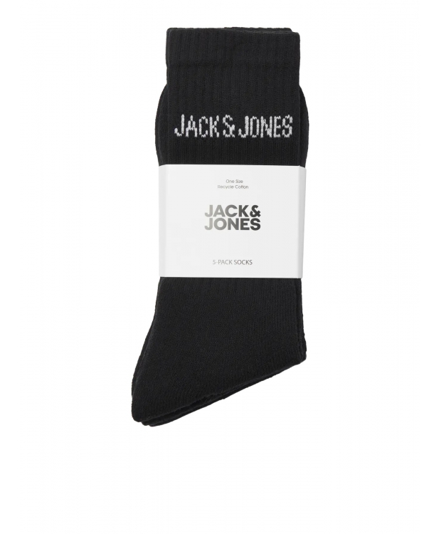 Jack & Jones Junior 5-pak bomulds tennissokker i sort til drenge billede 2