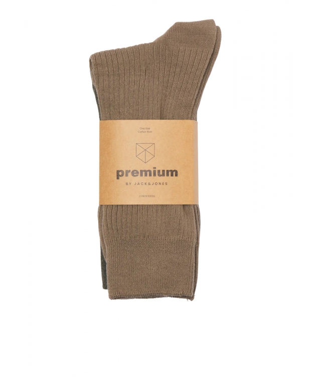 Jack & Jones 2pak Premium sokker i brun og oliven grøn til herre billede 2