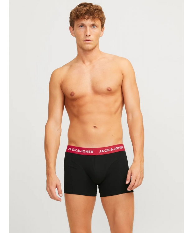Jack & Jones 3pak boksershorts i sort med farvet linning til herre billede 2