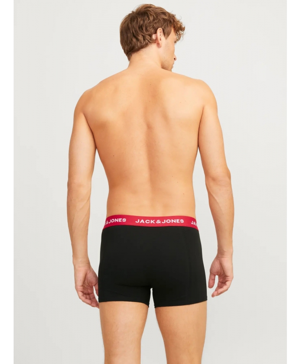 Jack & Jones 3pak boksershorts i sort med farvet linning til herre billede 3