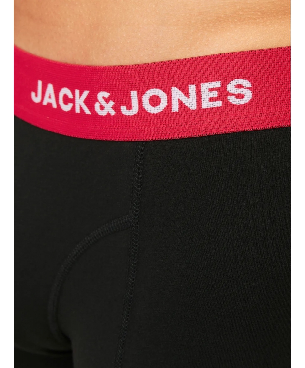 Jack & Jones 3pak boksershorts i sort med farvet linning til herre billede 4