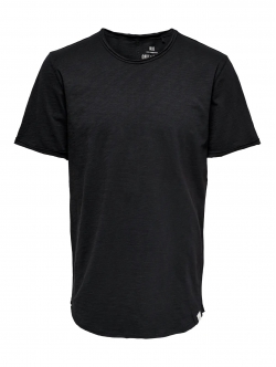 ONLY & SONS long fit t-shirt i sort til herre