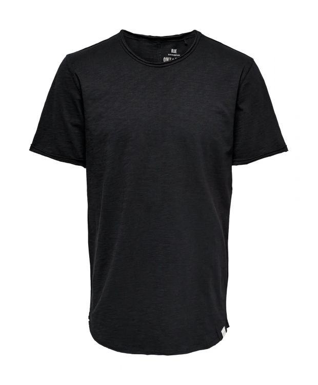 ONLY & SONS long fit t-shirt i sort til herre billede 1
