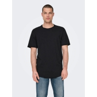 ONLY & SONS long fit t-shirt i sort til herre