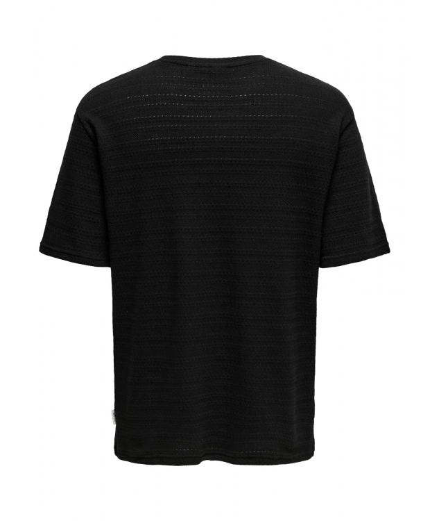 ONLY & SONS strikket t-shirt i sort til herre billede 2