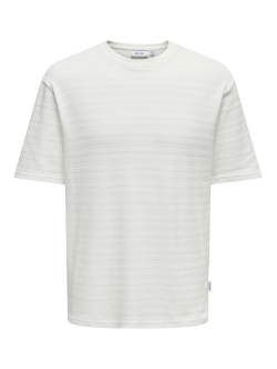 ONLY & SONS strikket t-shirt i hvid til herre