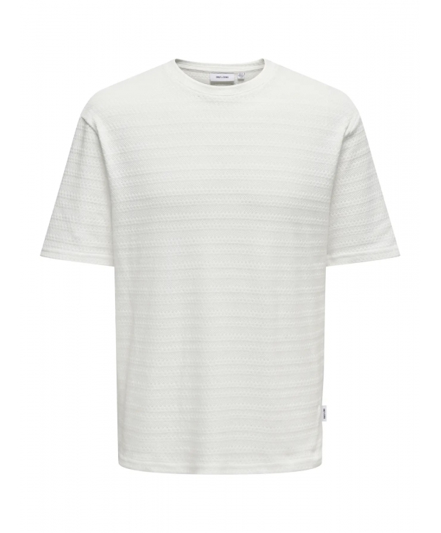 ONLY & SONS strikket t-shirt i hvid til herre billede 1