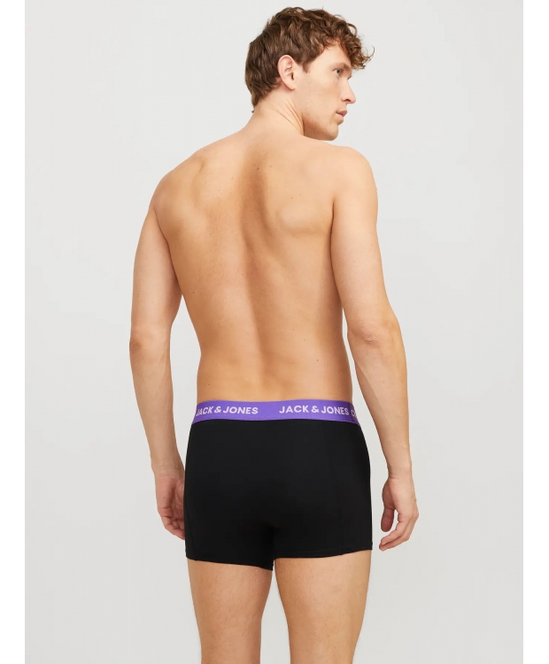 Jack & Jones 3pak boksershorts i sort med lilla farvet linning til herre billede 3