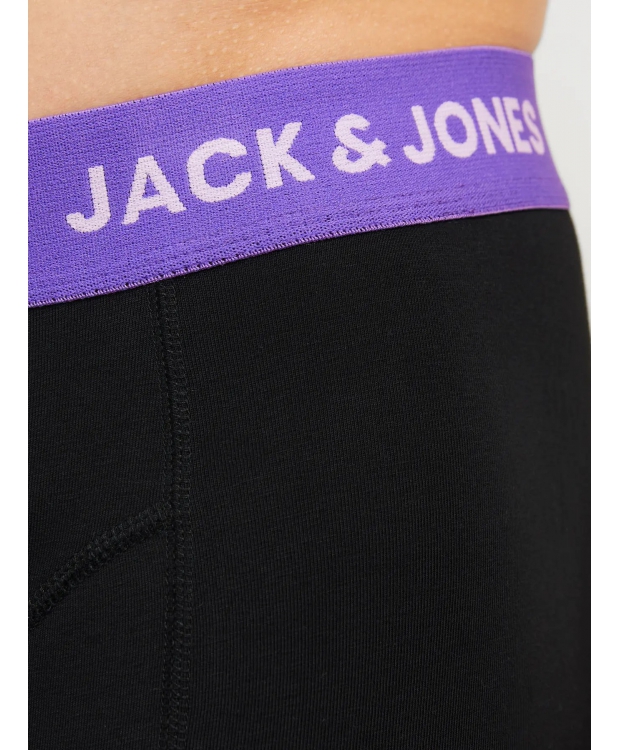 Jack & Jones 3pak boksershorts i sort med lilla farvet linning til herre billede 5