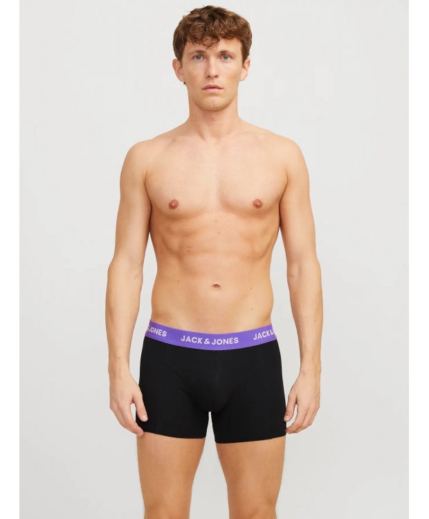 Jack & Jones 3pak boksershorts i sort med lilla farvet linning til herre billede 2