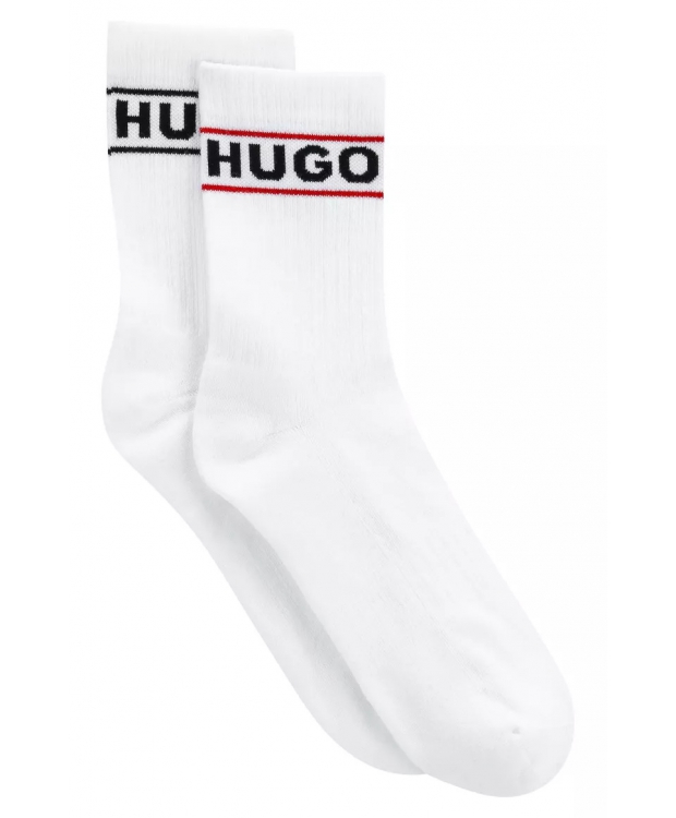 HUGO 2pak bomuldsstrømper i hvid m. logo til kvinder - OUTLET billede 2