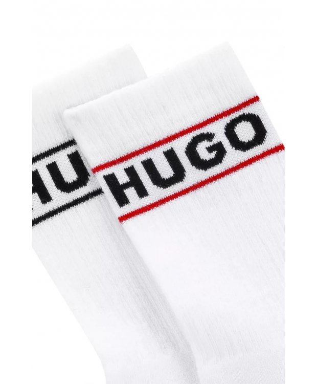HUGO 2pak bomuldsstrømper i hvid m. logo til kvinder - OUTLET billede 3