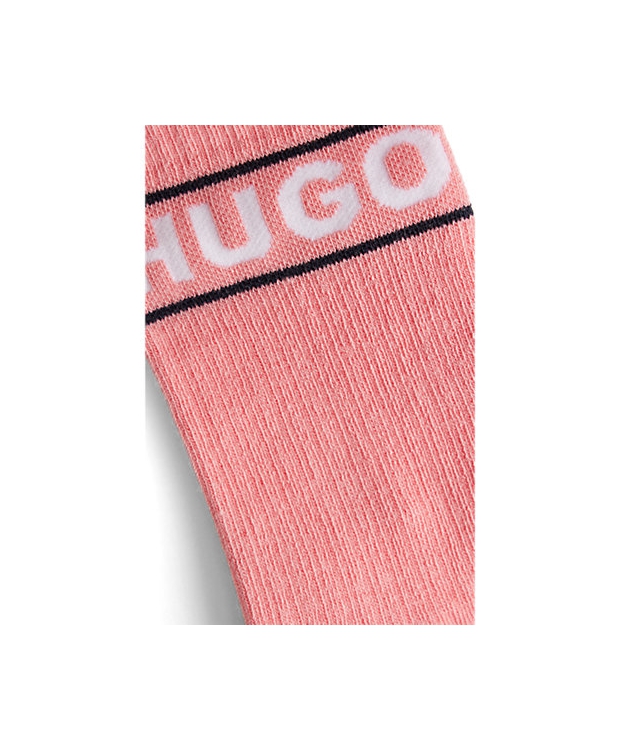 HUGO 2pak bomuldsstrømper i lyserød & hvid med logo til kvinder - OUTLET billede 2