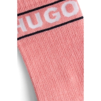 HUGO 2pak bomuldsstrømper i lyserød & hvid med logo til kvinder - OUTLET