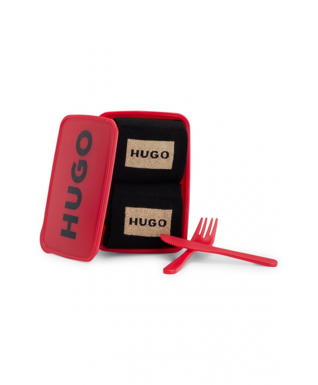 HUGO 2pak bomuldsstrømper i sort med logo til kvinder - Gaveæske - OUTLET billede 2