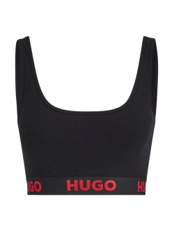 HUGO sporty-bh/top med logo i sort til kvinder - OUTLET