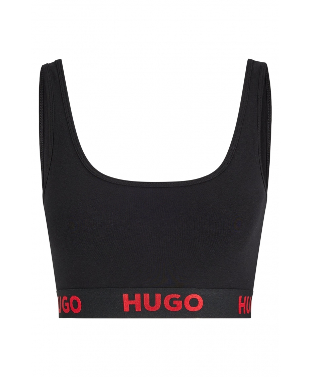 HUGO sporty-bh/top med logo i sort til kvinder - OUTLET billede 1