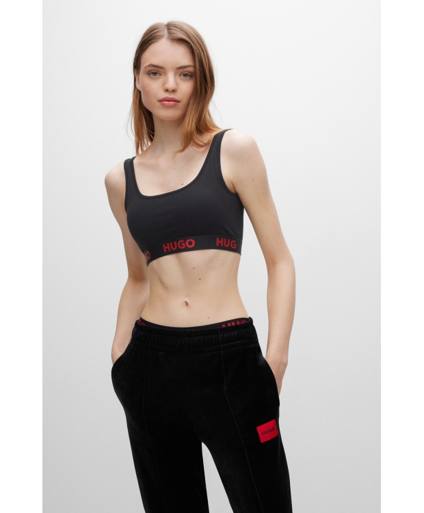 HUGO sporty-bh/top med logo i sort til kvinder - OUTLET billede 2