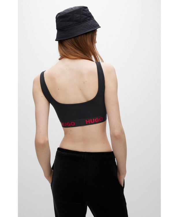 HUGO sporty-bh/top med logo i sort til kvinder - OUTLET billede 3