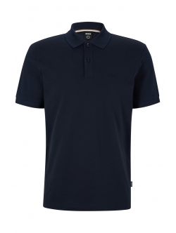 BOSS poloshirt i økologisk bomuld og mørkeblå til herre