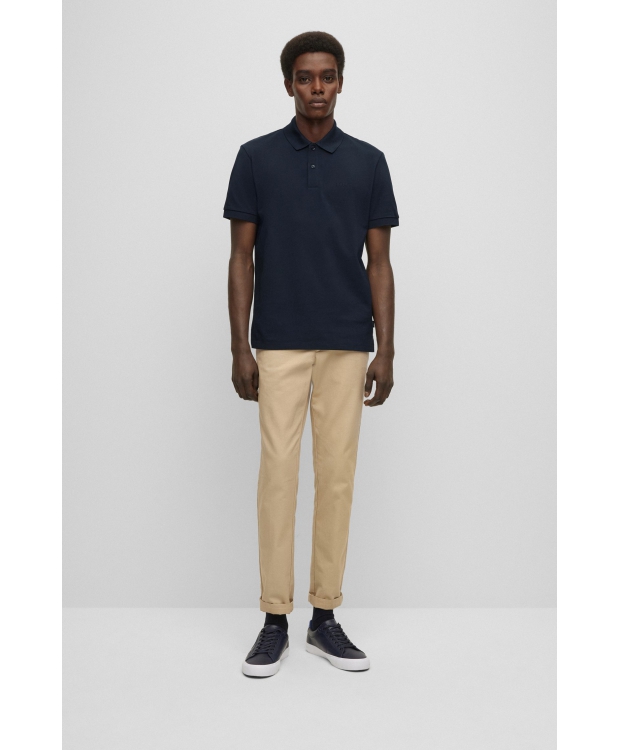 BOSS poloshirt i økologisk bomuld og mørkeblå til herre billede 2