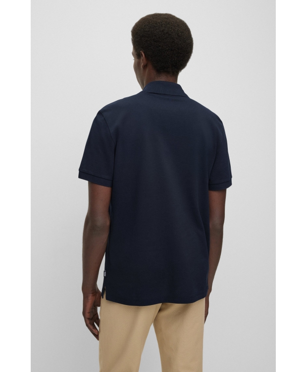 BOSS poloshirt i økologisk bomuld og mørkeblå til herre billede 5