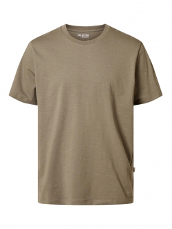 Selected kortærmet t-shirt, økologisk bomuld, i støvet grøn til herre - OUTLET