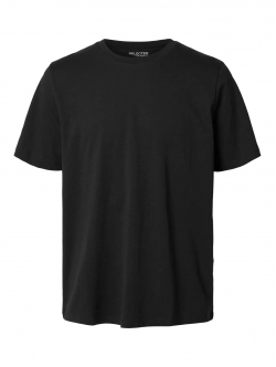 Selected kortærmet t-shirt, økologisk bomuld, i sort til herre.