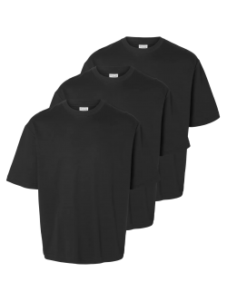 Selected 3pak t-shirt med rund hals i sort til herre