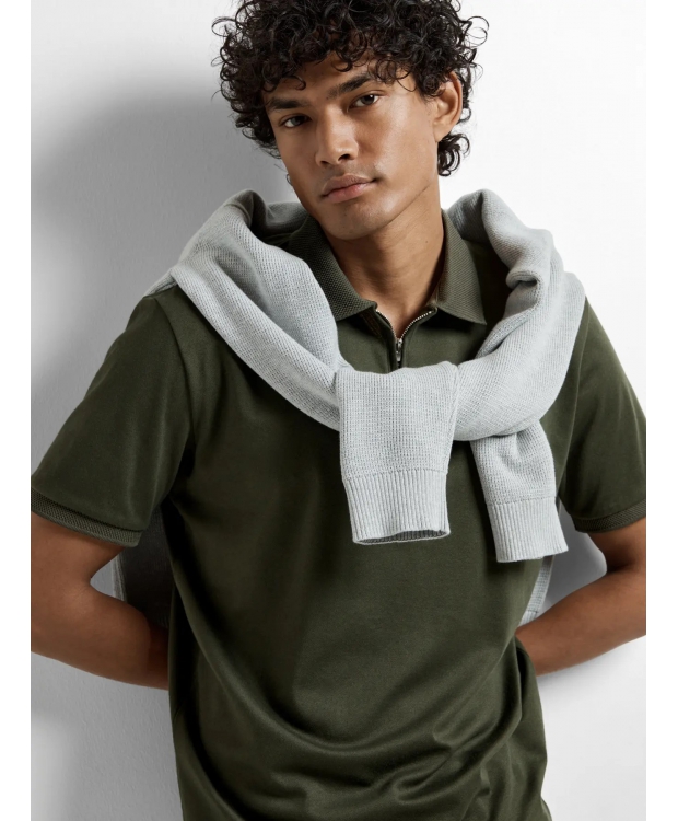 Selected Homme polo t-shirt med lynlås i mørkegrøn til herre - OUTLET billede 6
