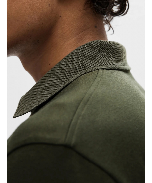Selected Homme polo t-shirt med lynlås i mørkegrøn til herre - OUTLET billede 3
