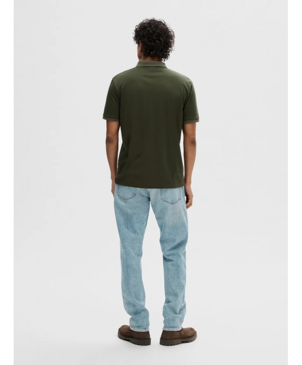 Selected Homme polo t-shirt med lynlås i mørkegrøn til herre - OUTLET billede 5