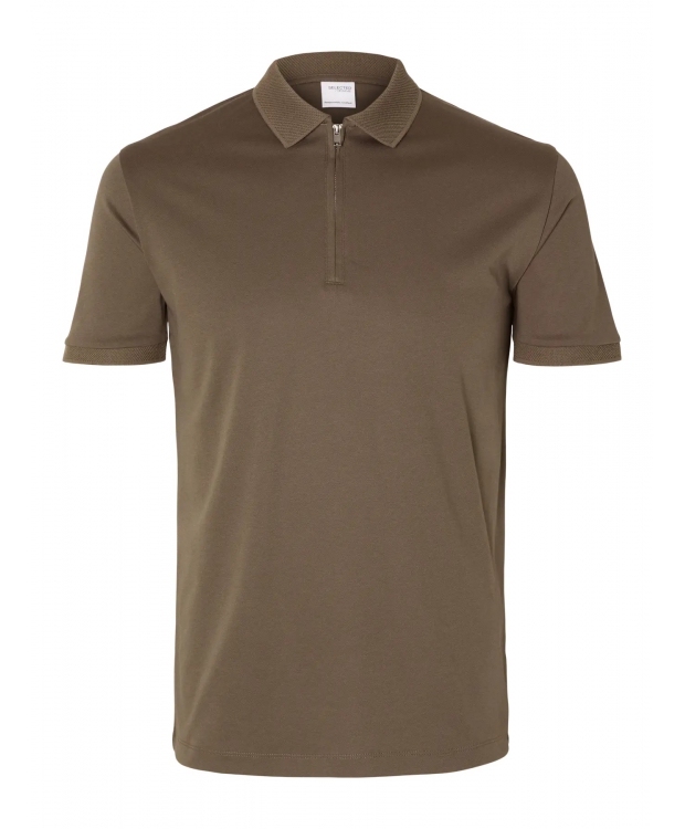 Selected Homme polo t-shirt med lynlås i Morel brun til herre billede 1