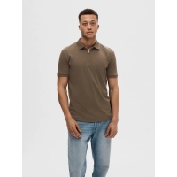 Selected Homme polo t-shirt med lynlås i Morel brun til herre