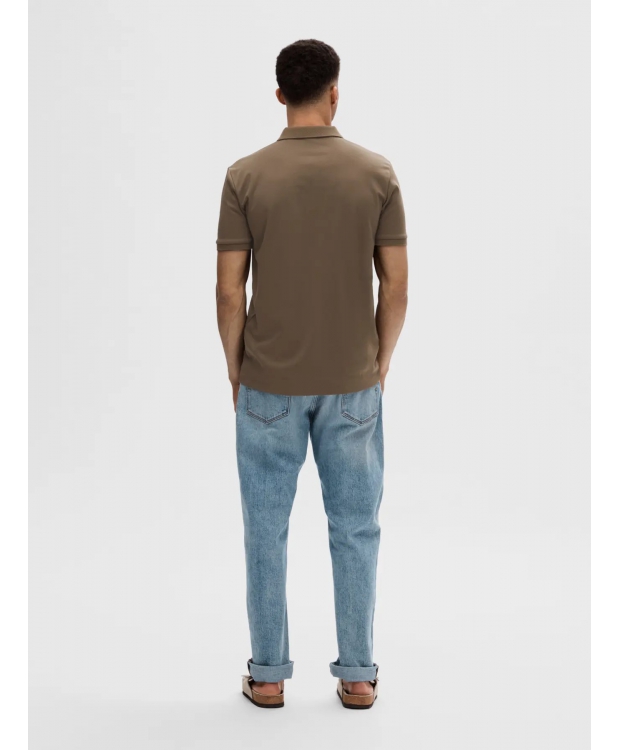 Selected Homme polo t-shirt med lynlås i Morel brun til herre billede 3