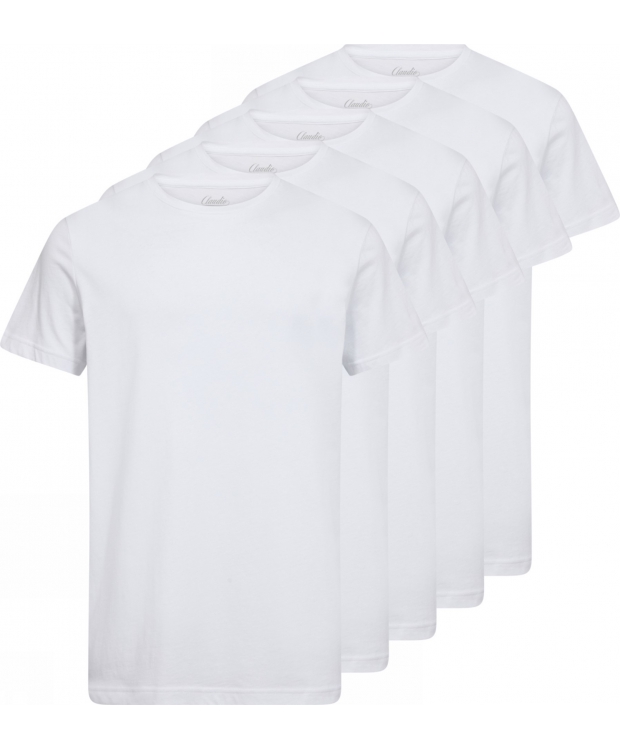 Claudio 5-pak T-shirt i hvid til herre billede 1