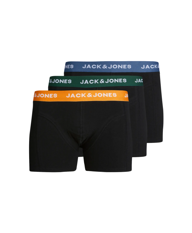 Jack & Jones Junior 3-pak boksershorts i sort med farvet linning til drenge billede 5