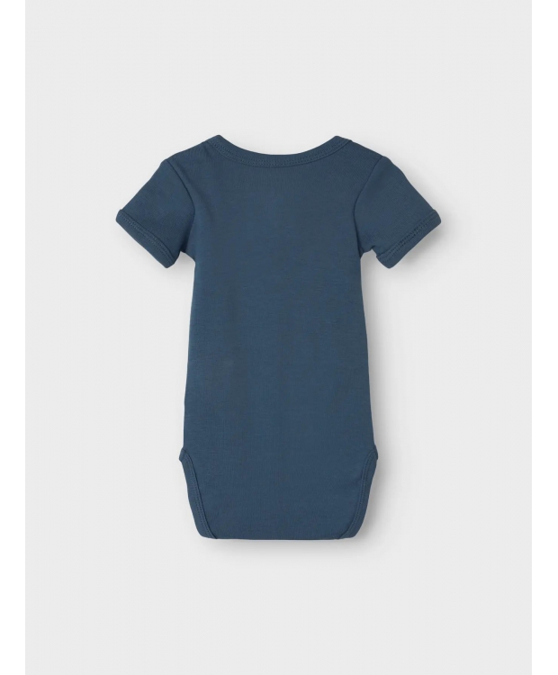 Name It 3-pak bodystockings i blå og hvid med traktorer til baby billede 6