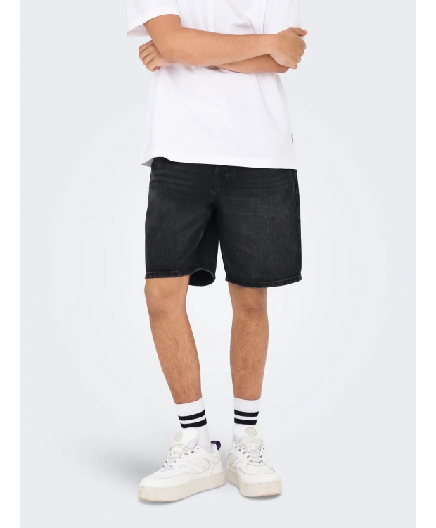 ONLY & SONS Denimshorts i sort til herre billede 1