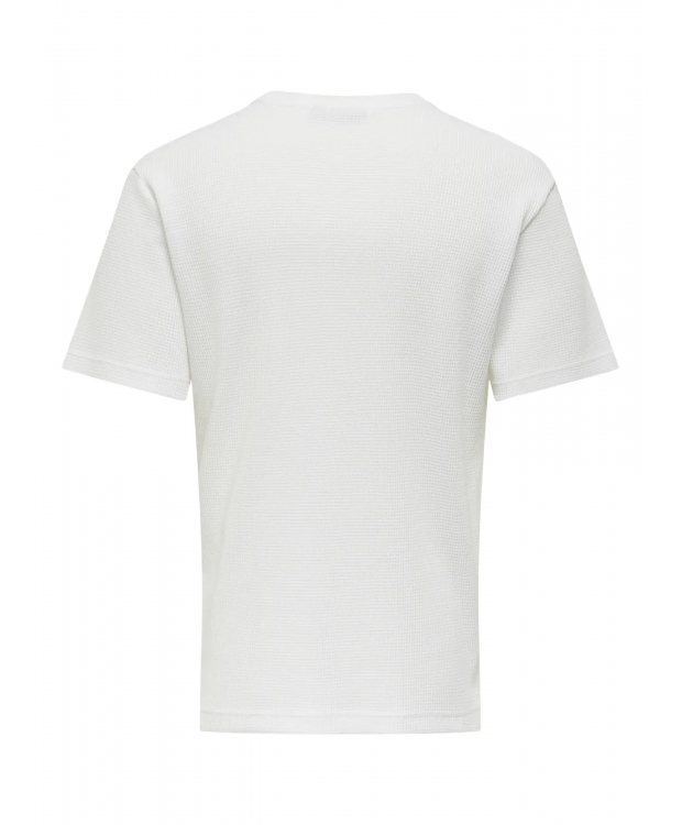 ONLY & SONS t-shirt i hvid vaffelstof til herre billede 2