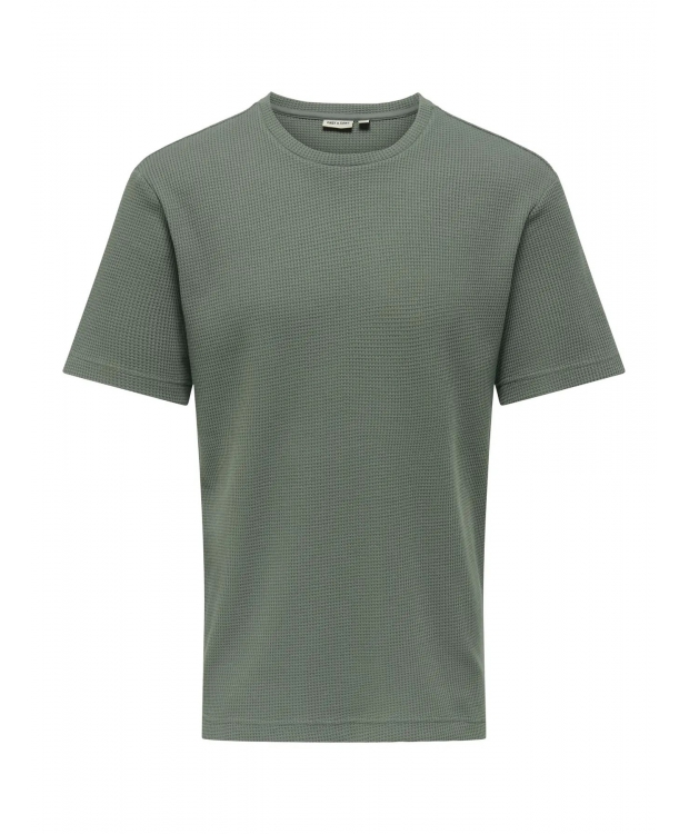 ONLY & SONS t-shirt i Castor Gray vaffelstof til herre billede 1