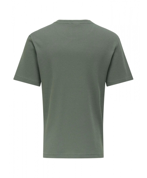 ONLY & SONS t-shirt i Castor Gray vaffelstof til herre billede 2
