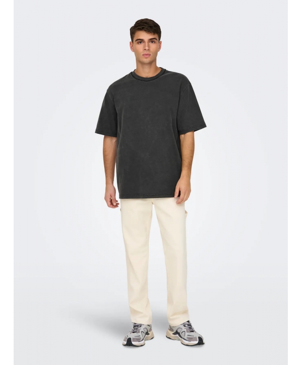 ONLY & SONS DISTRESS t-shirt i sort til herre billede 5